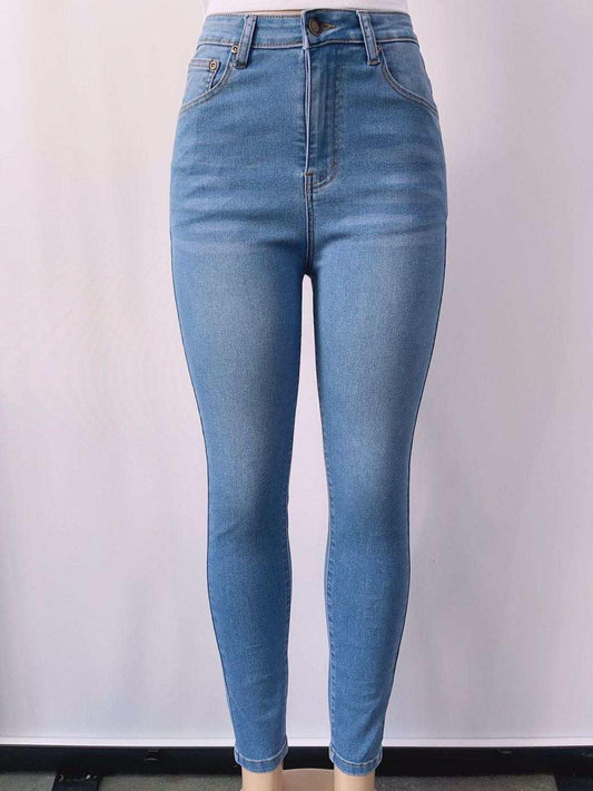 Stylish High-Waisted Blue Jeans